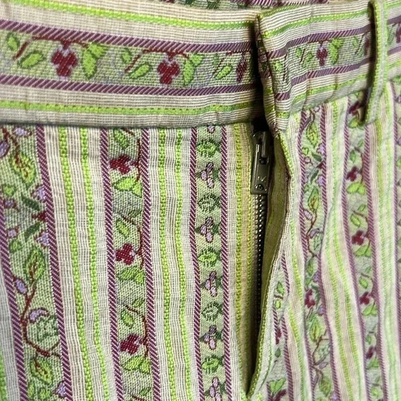 Women's made in Japan cotton and linen Y2K Streetwear unique Green white pants - Picture 4 of 10